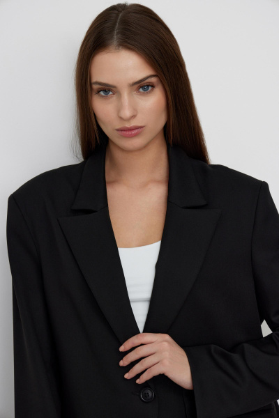 Пиджак оверсайз на одну пуговицу (черный)